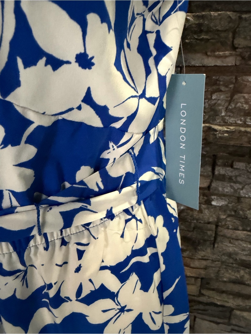 London Times Blue and White Floral Halter Maxi - Picture 8 of 16